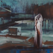 Suspended Belief, 2026, oil on linen, 40cm x 40cm