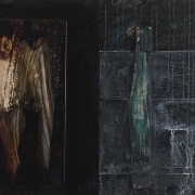 In Transition Part 2, 2011, ink and acrylic on wood, triptych 19cm x 27cm