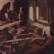 Displacement, 2016, oil on canvas, 1m x 1.1m
